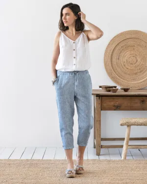 Linen pants DOMME in Blue melange