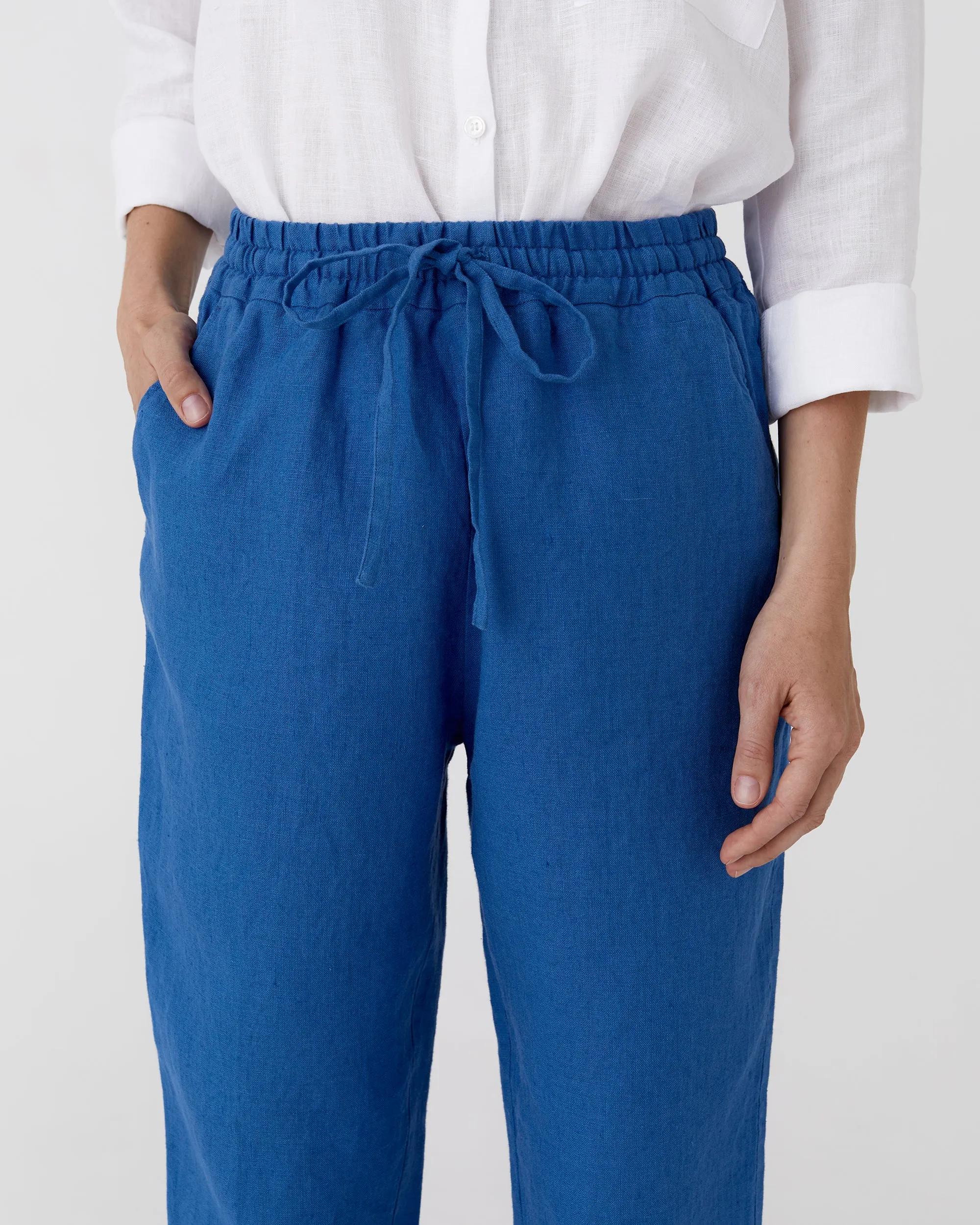 Linen pants DOMME in Cobalt blue