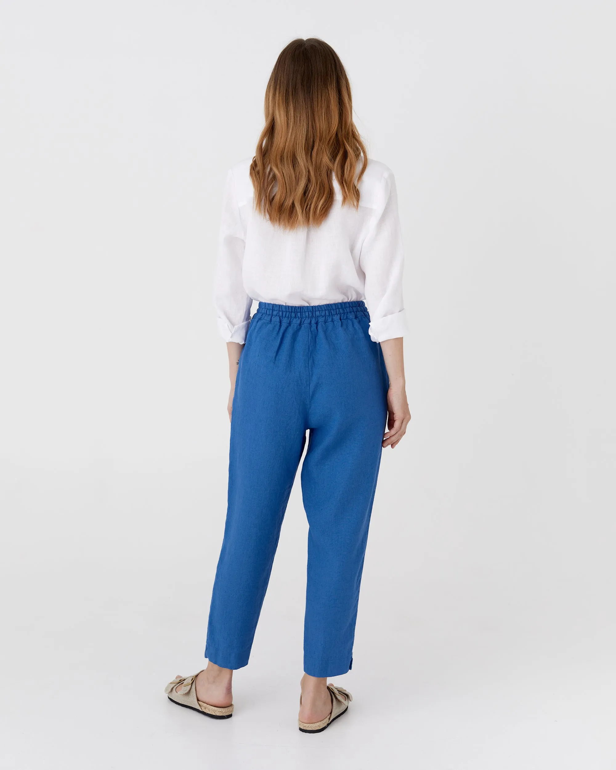 Linen pants DOMME in Cobalt blue