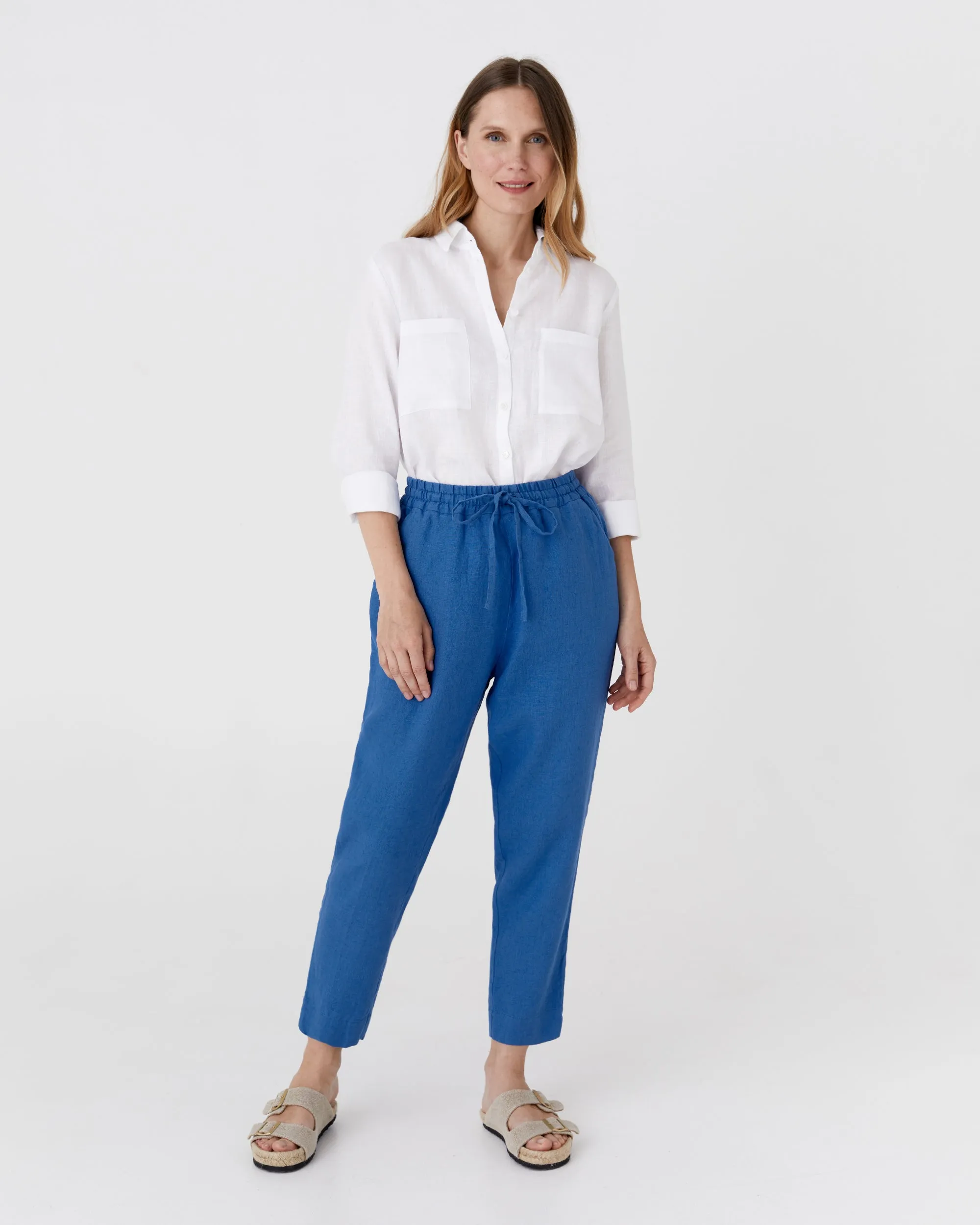 Linen pants DOMME in Cobalt blue