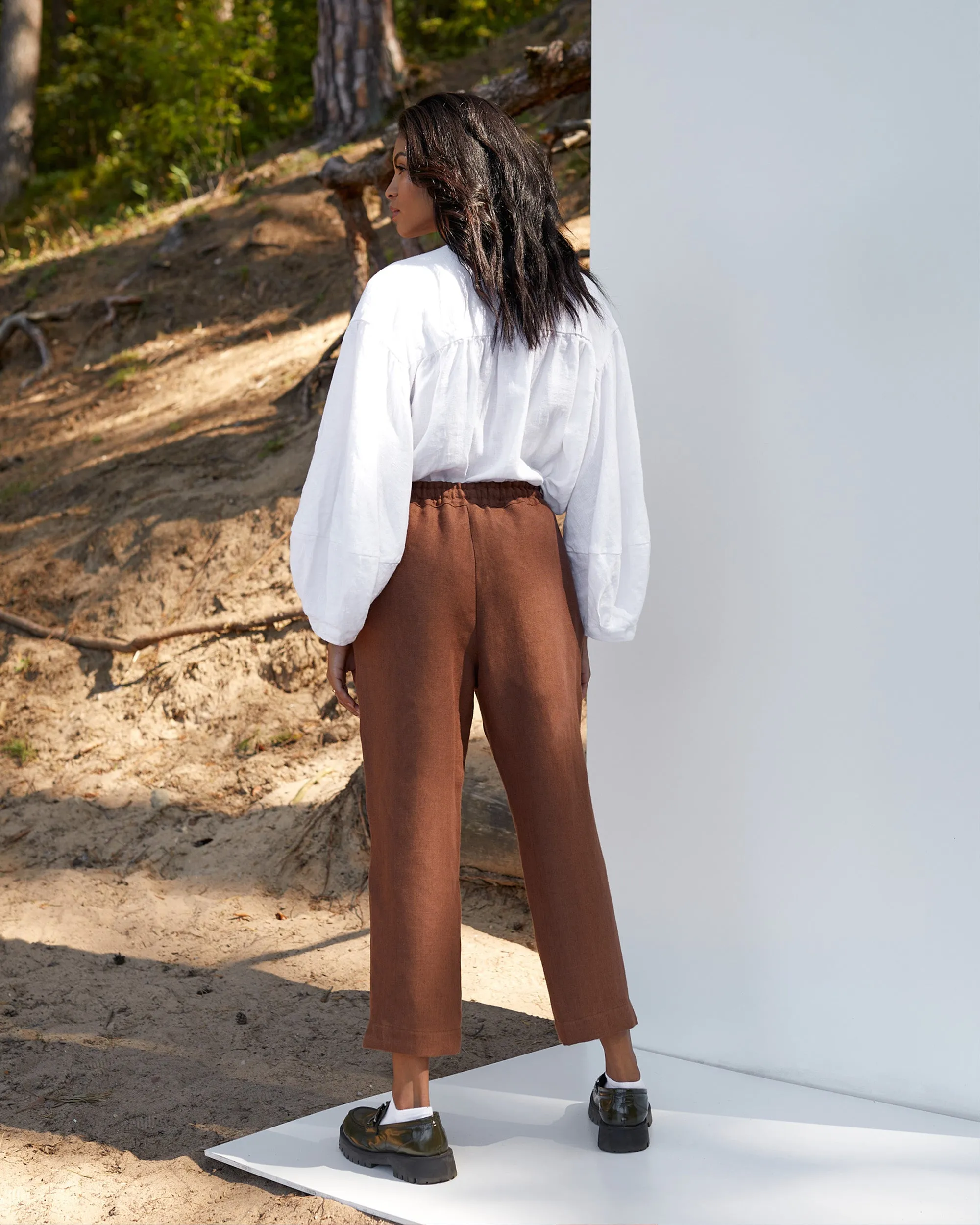 Linen pants FUJI in Cacao brown