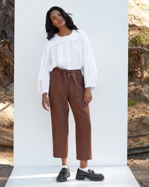Linen pants FUJI in Cacao brown