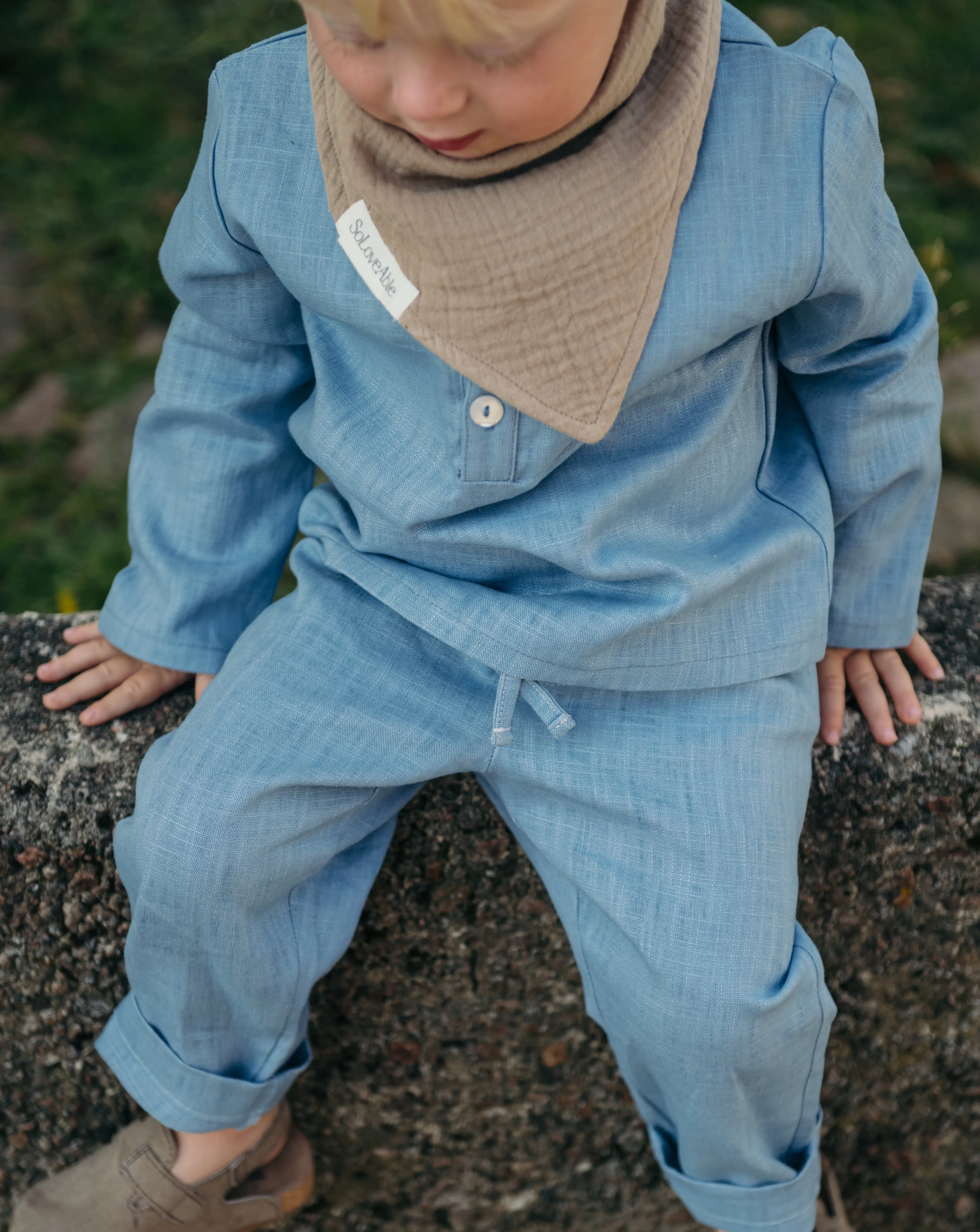 Long Linen Pants - Blue