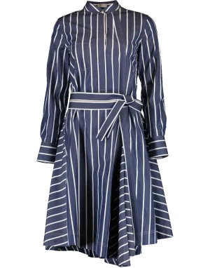 Long Sleeve Belted Stripe Dress