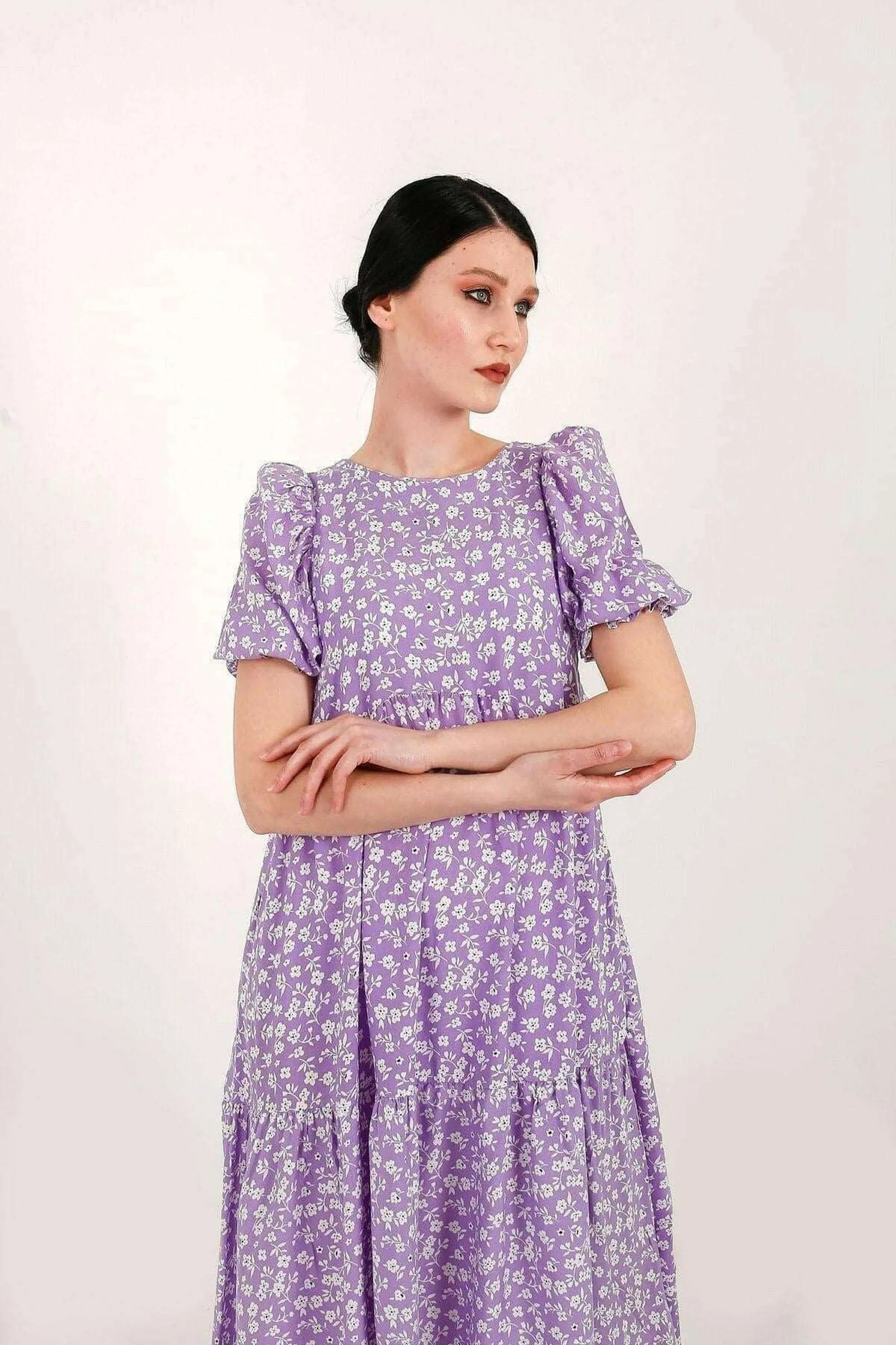 Louisa Shirred Tier Midi Dress