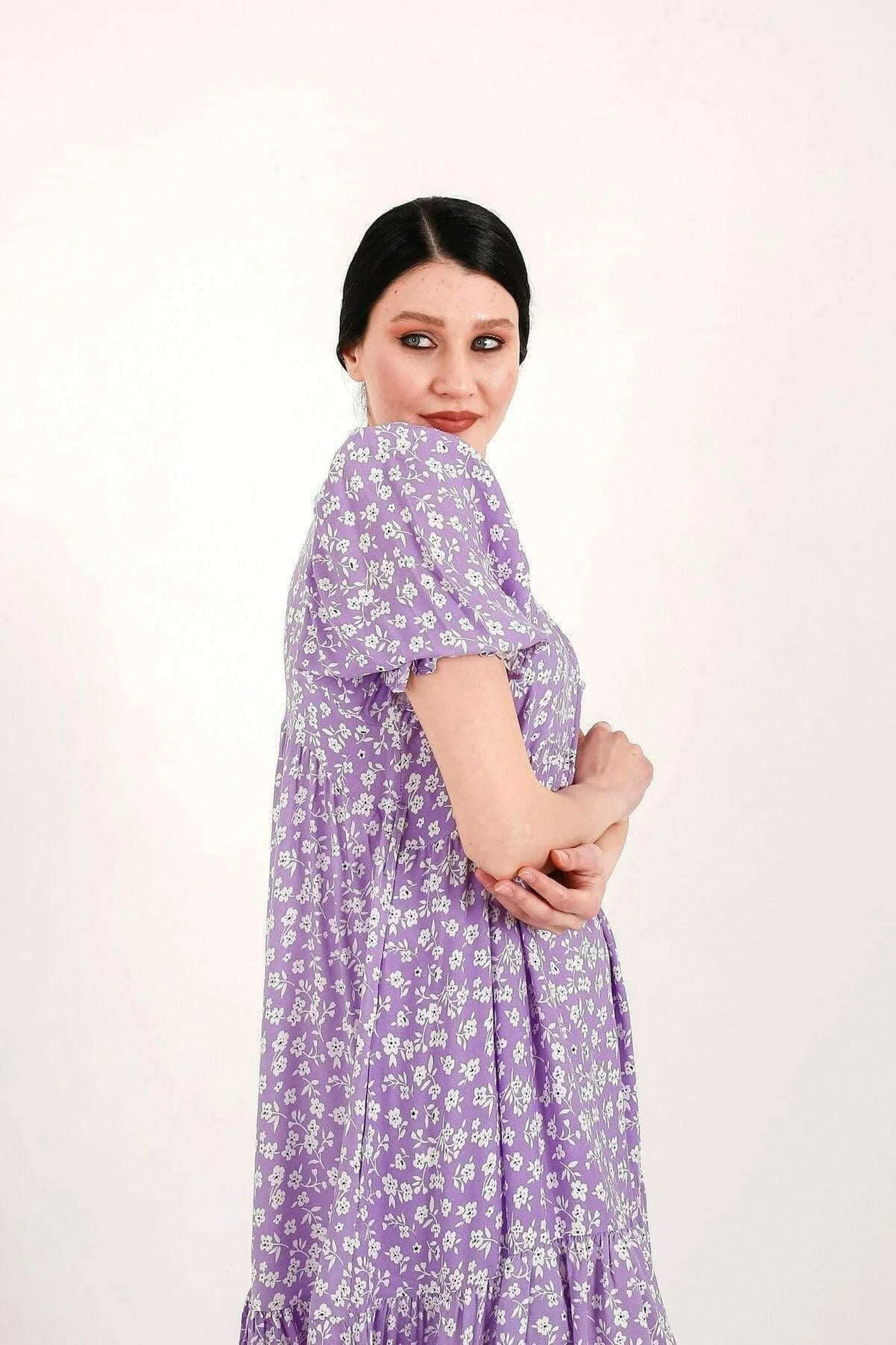 Louisa Shirred Tier Midi Dress