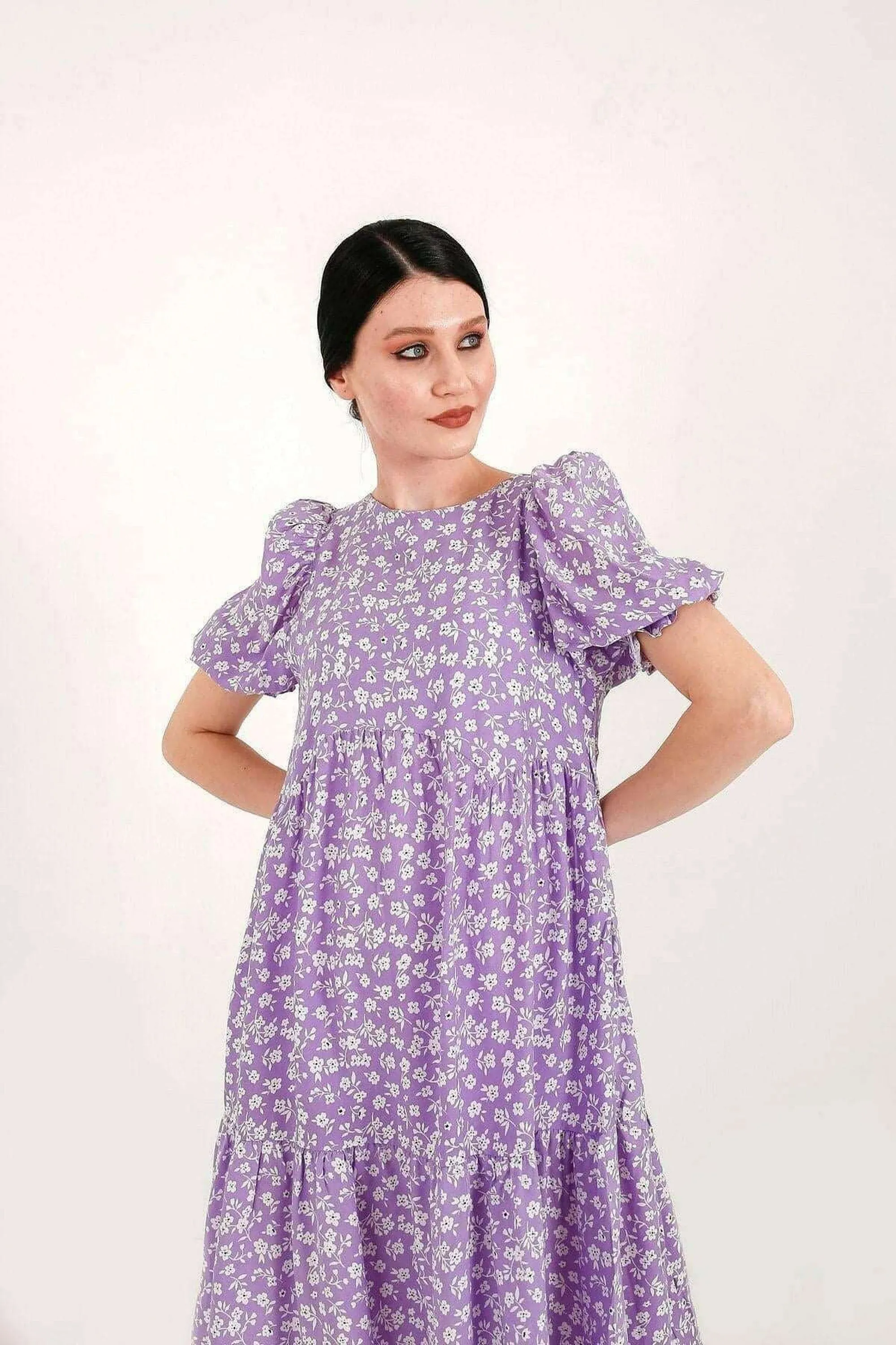 Louisa Shirred Tier Midi Dress