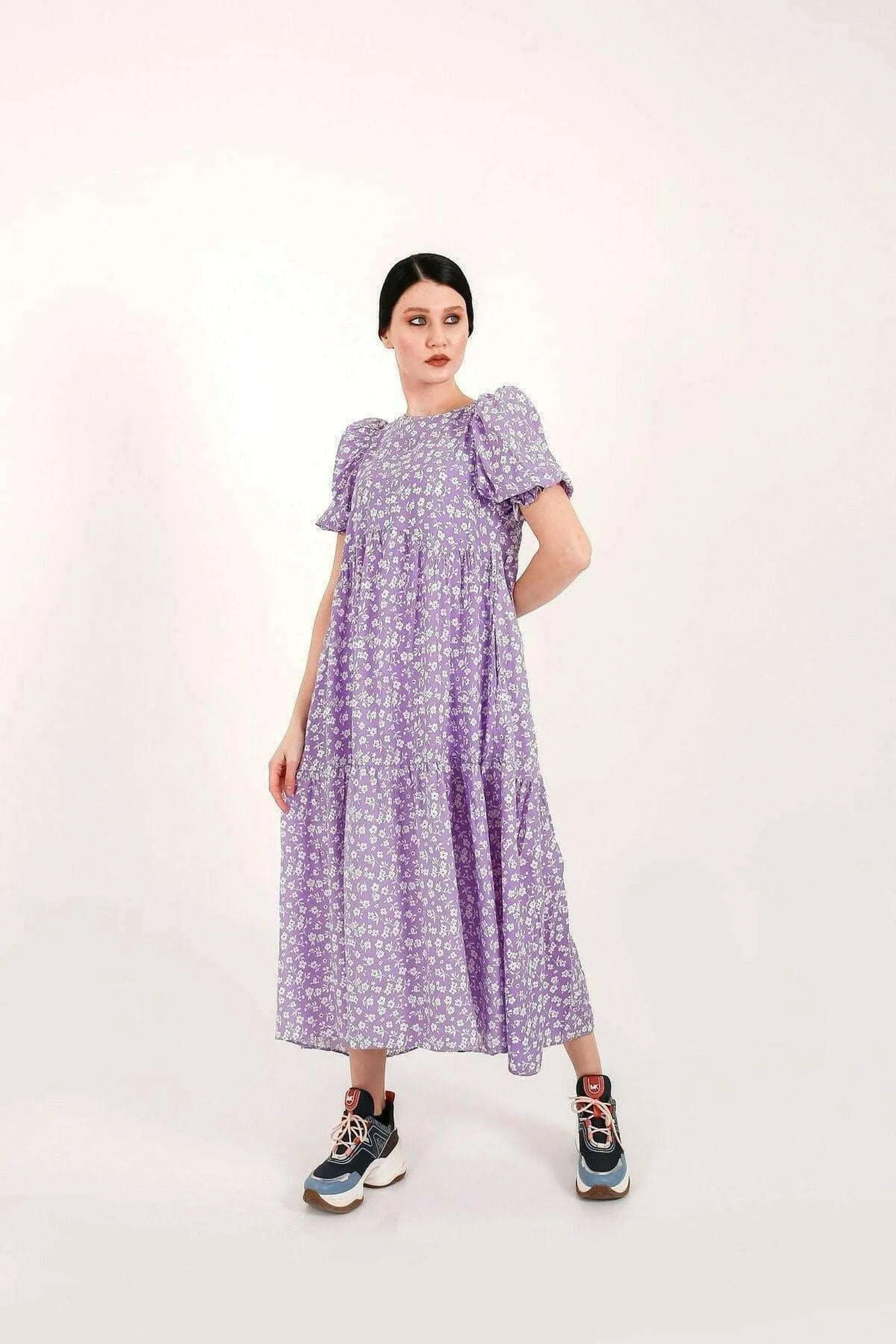 Louisa Shirred Tier Midi Dress