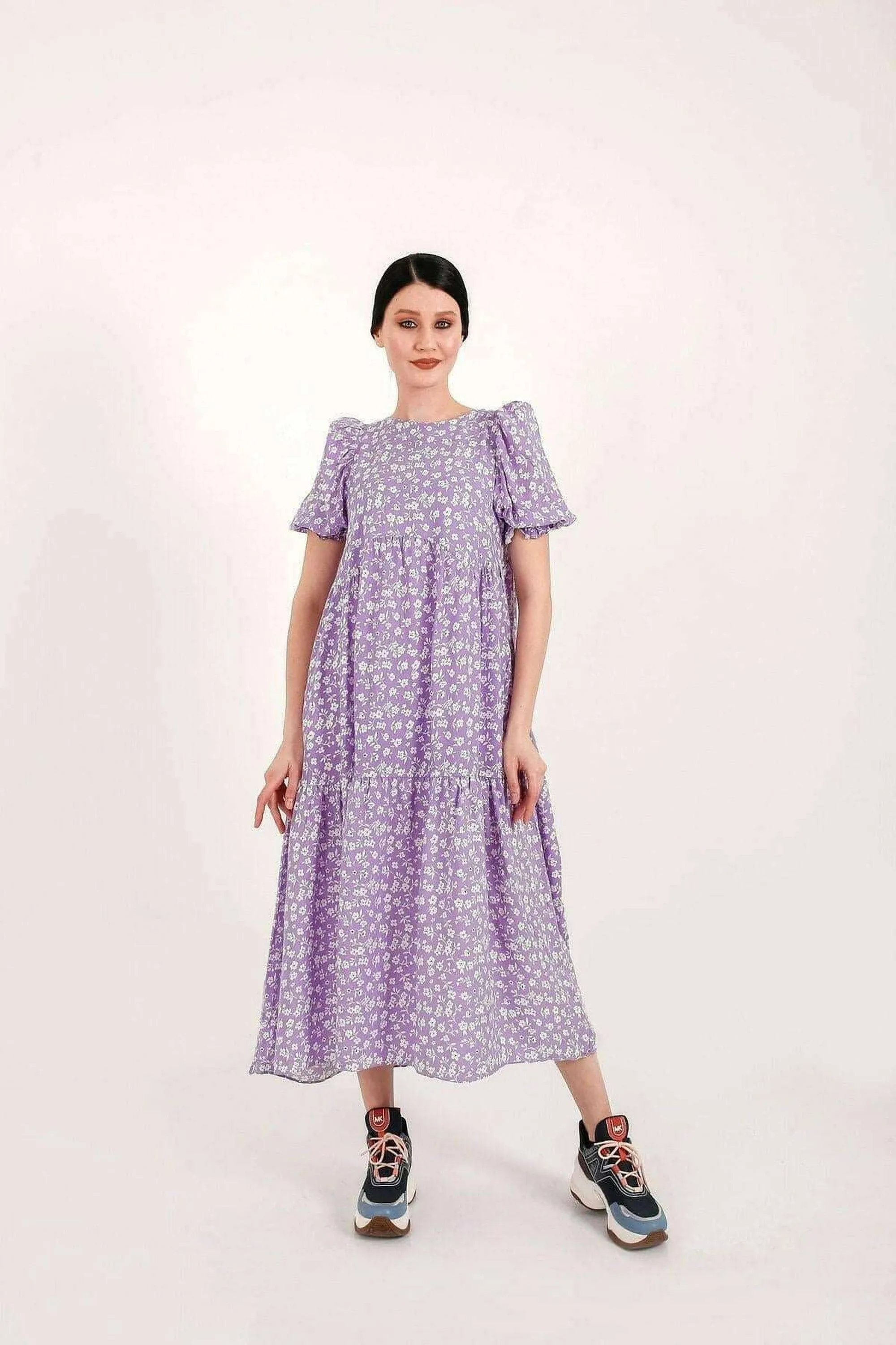 Louisa Shirred Tier Midi Dress