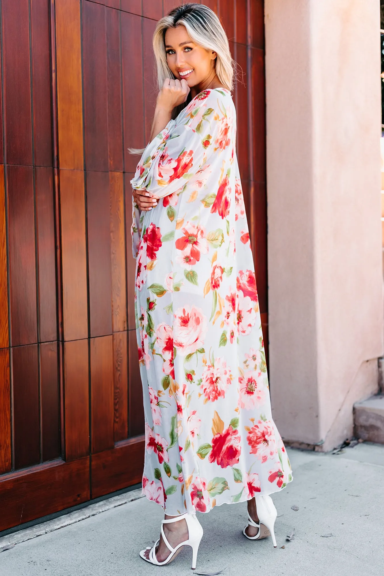 Make It Beautiful Floral Mesh Duster Kimono (Sky Blue/Rose)
