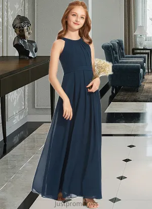 Marianna A-Line Scoop Neck Floor-Length Chiffon Junior Bridesmaid Dress With Ruffle HHP0013397