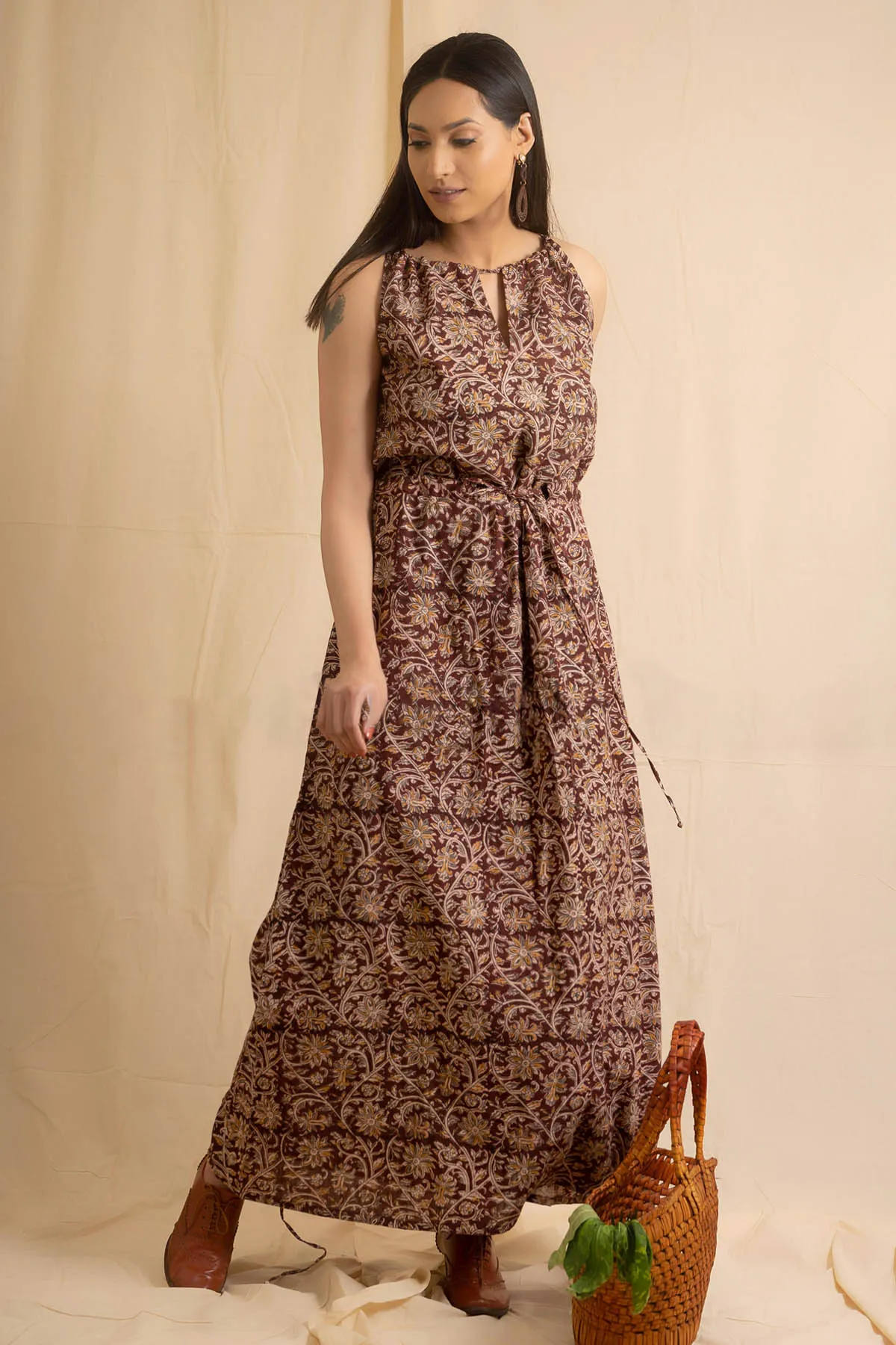 Maroon Kalamkari Printed Dress