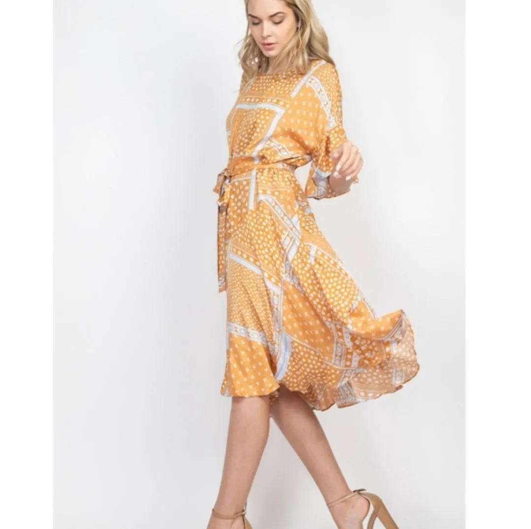 Mix Print Midi Dress