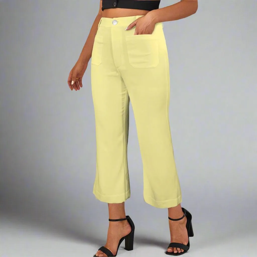 Piki Yellow Cropped Flared Pants