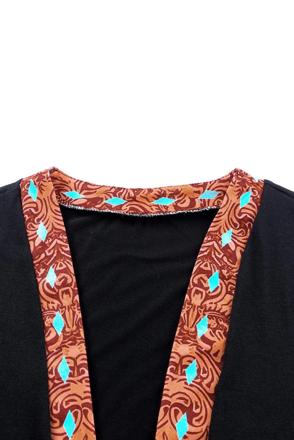 Pink Western Pattern Cow Patchwork Open Front Cardigan