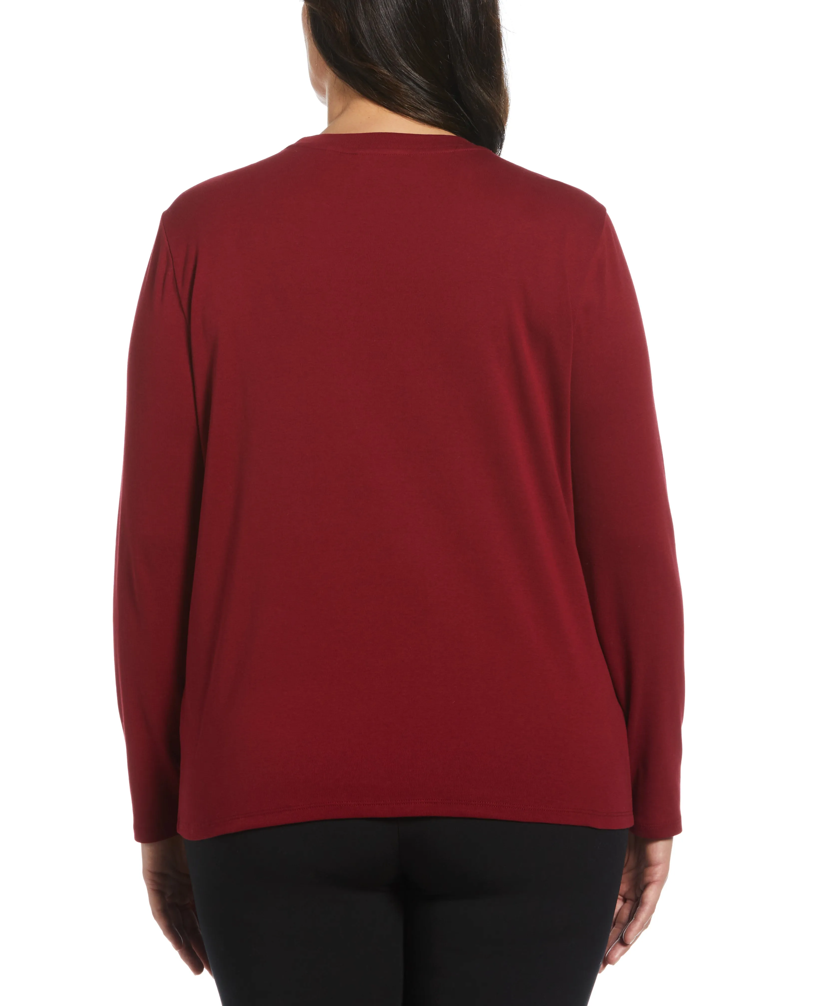 Plus Size Ribbed Button Detail Top