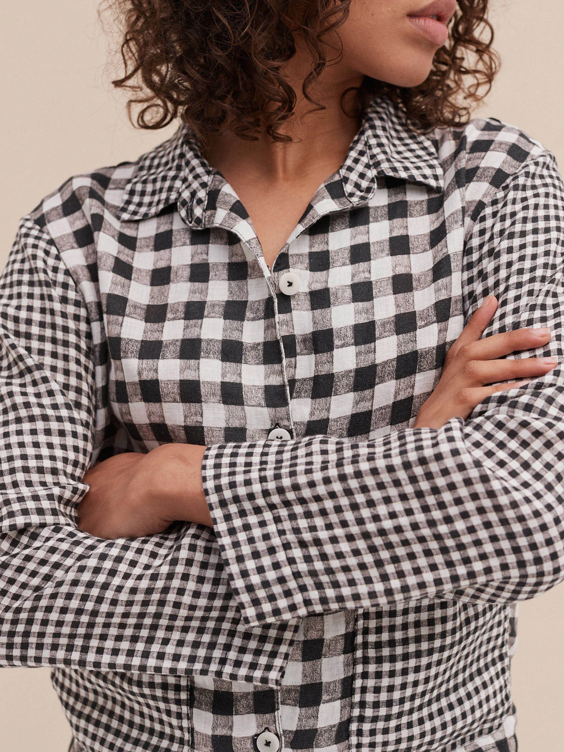 Pocket set gingham print in black and white