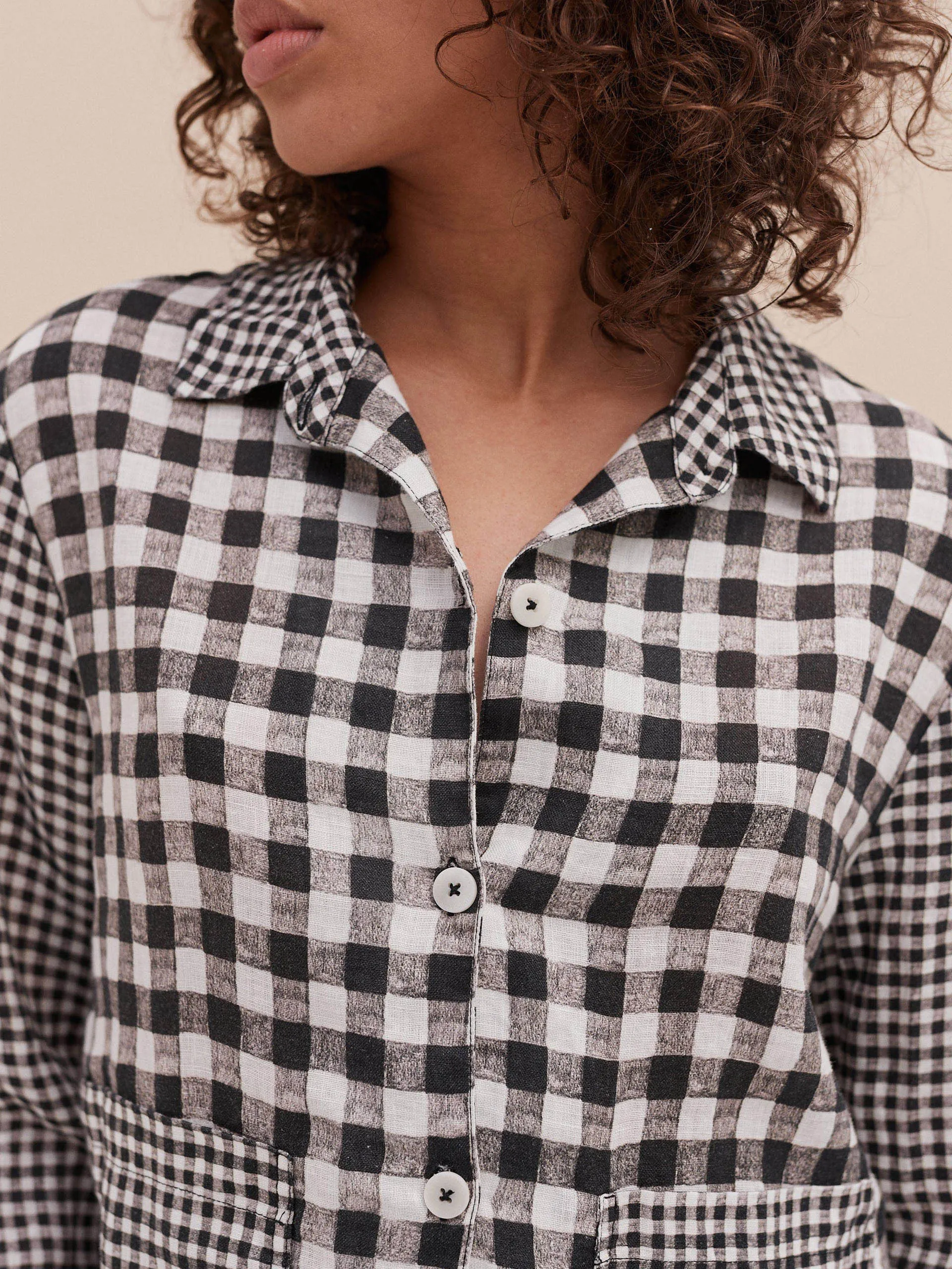 Pocket set gingham print in black and white