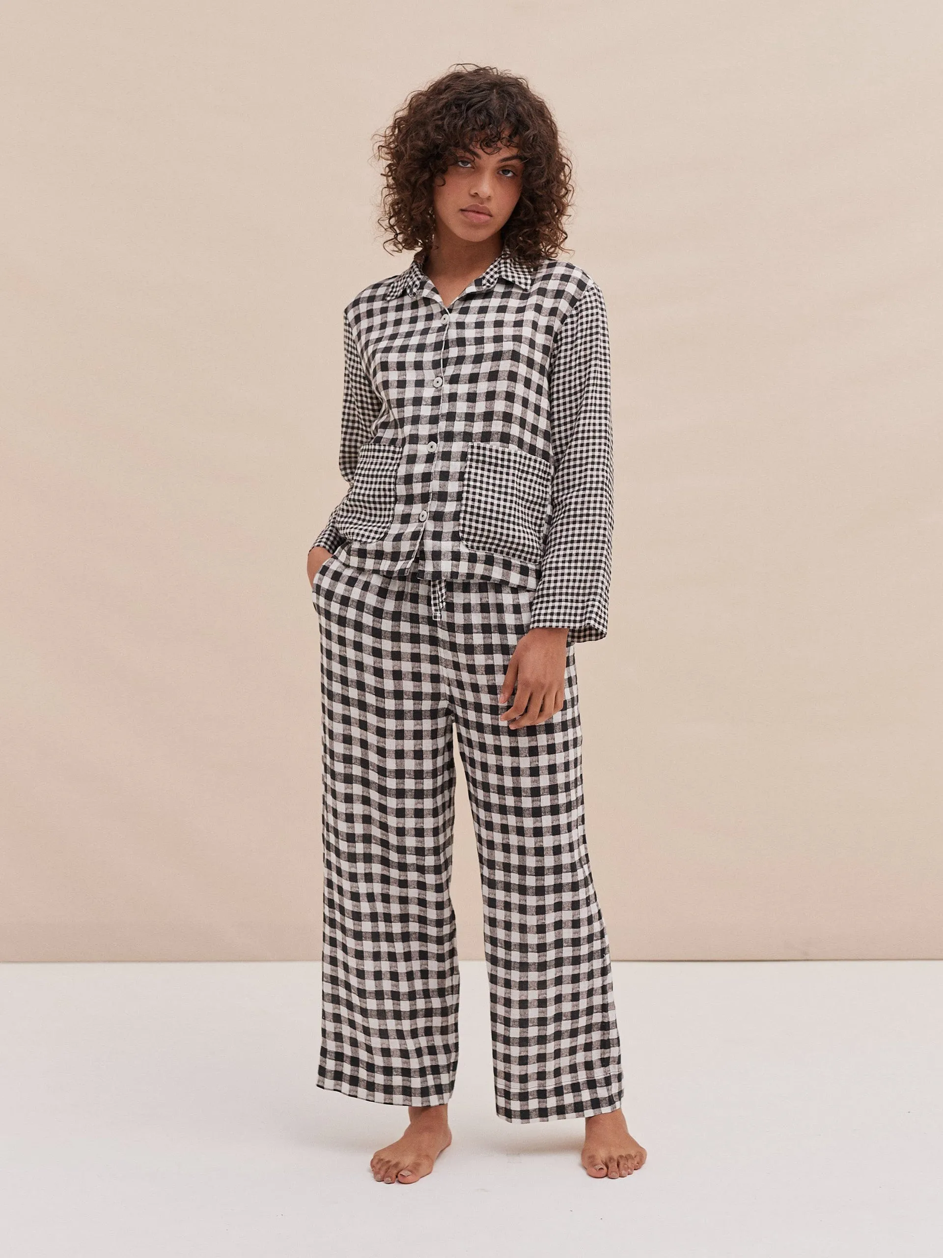 Pocket set gingham print in black and white