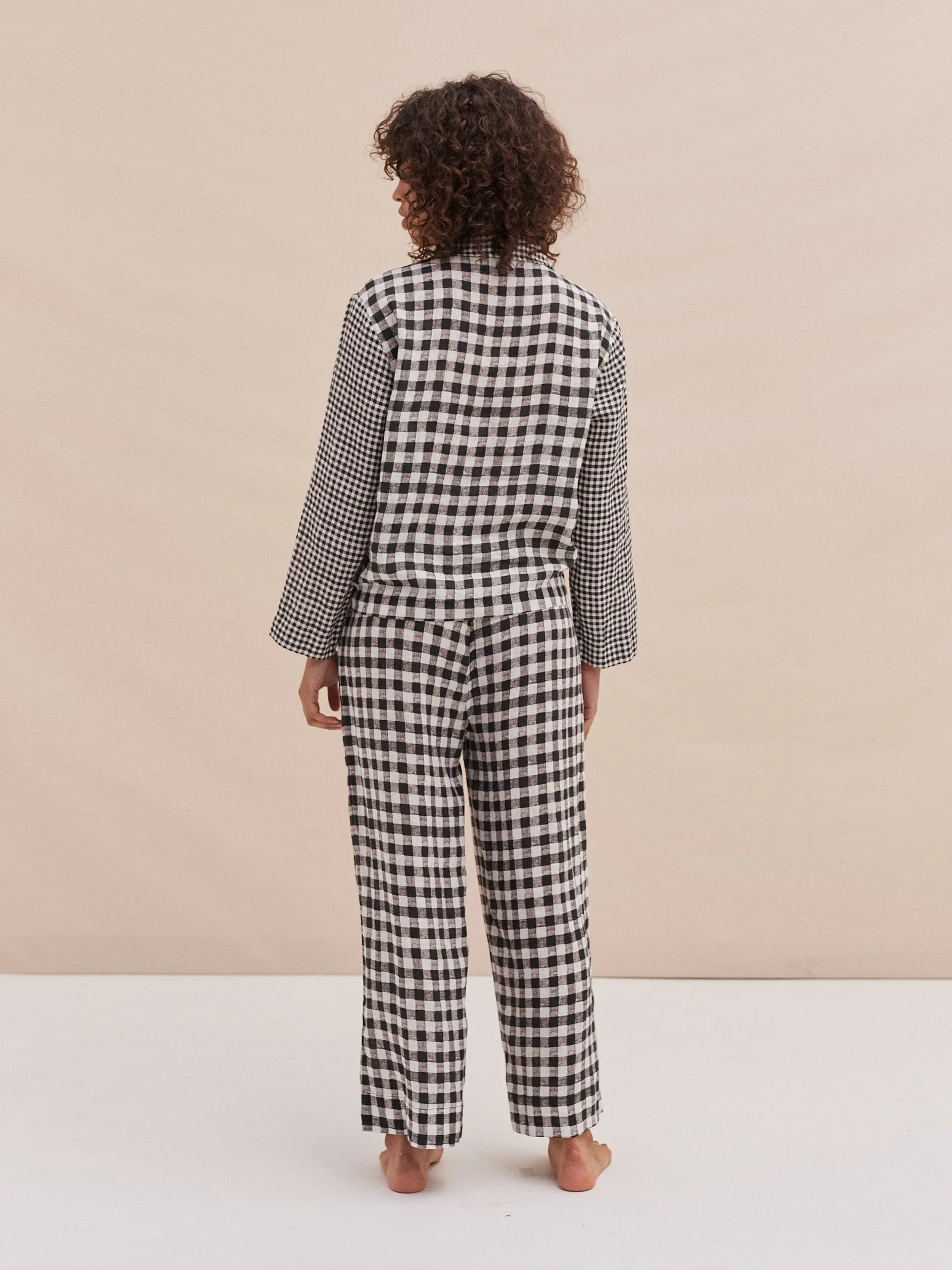 Pocket set gingham print in black and white