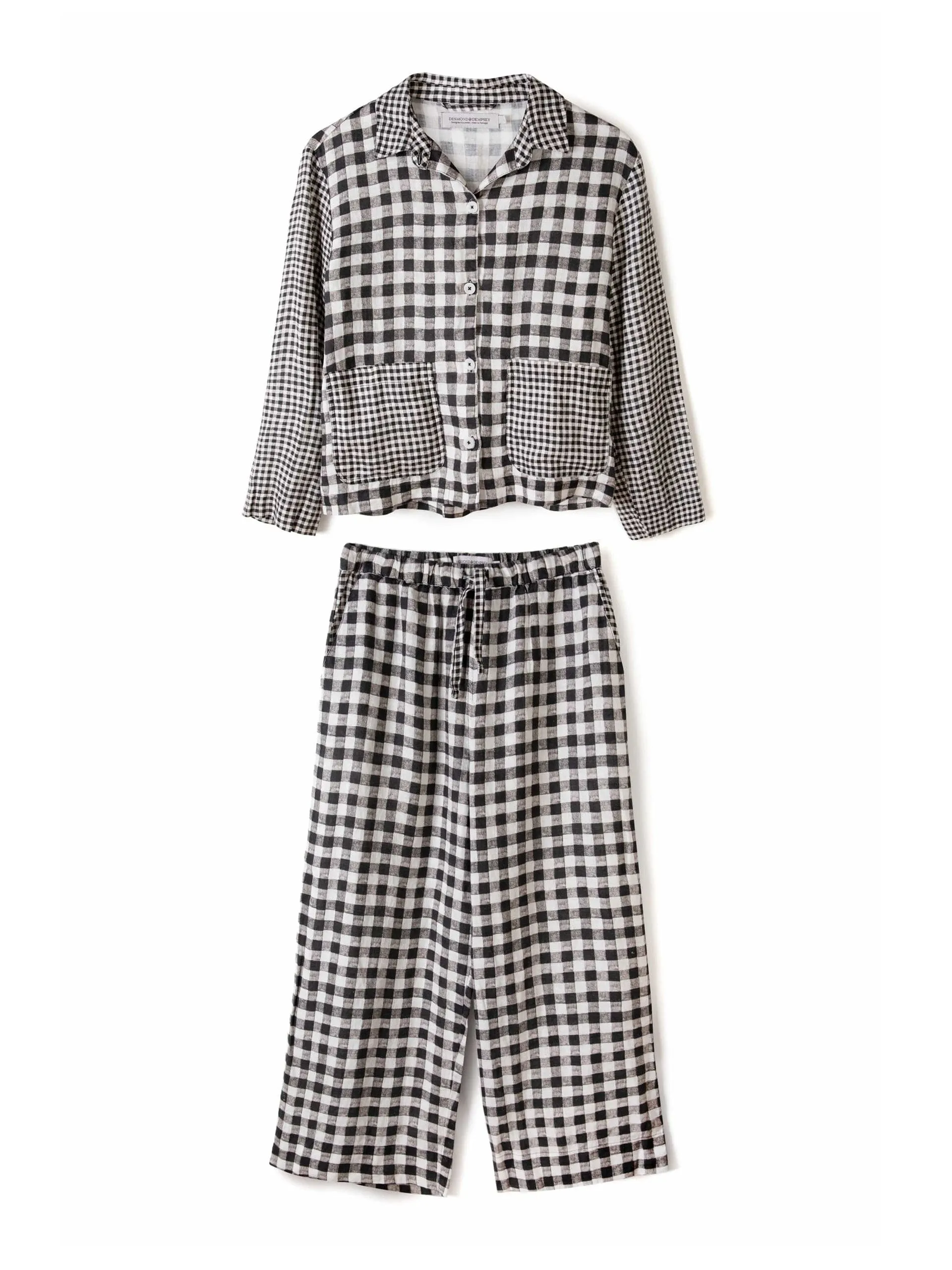 Pocket set gingham print in black and white