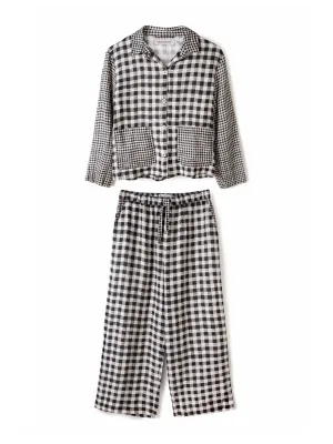 Pocket set gingham print in black and white