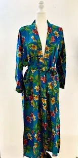 Refined Floral Silk Kimono Duster Is Elegant (Royal)