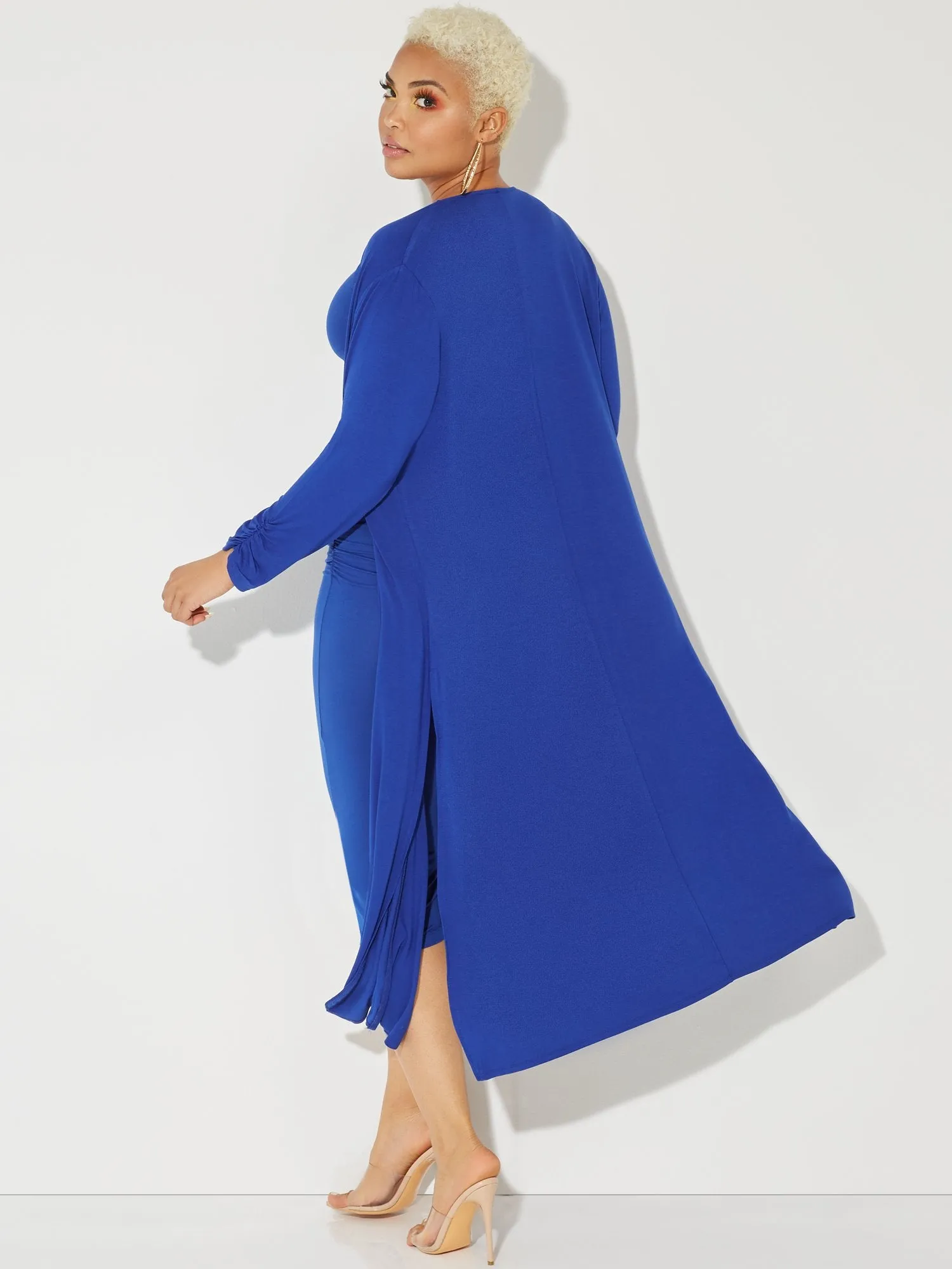 Ruched 3/4-Sleeve Duster Cardigan - NY&C Style System