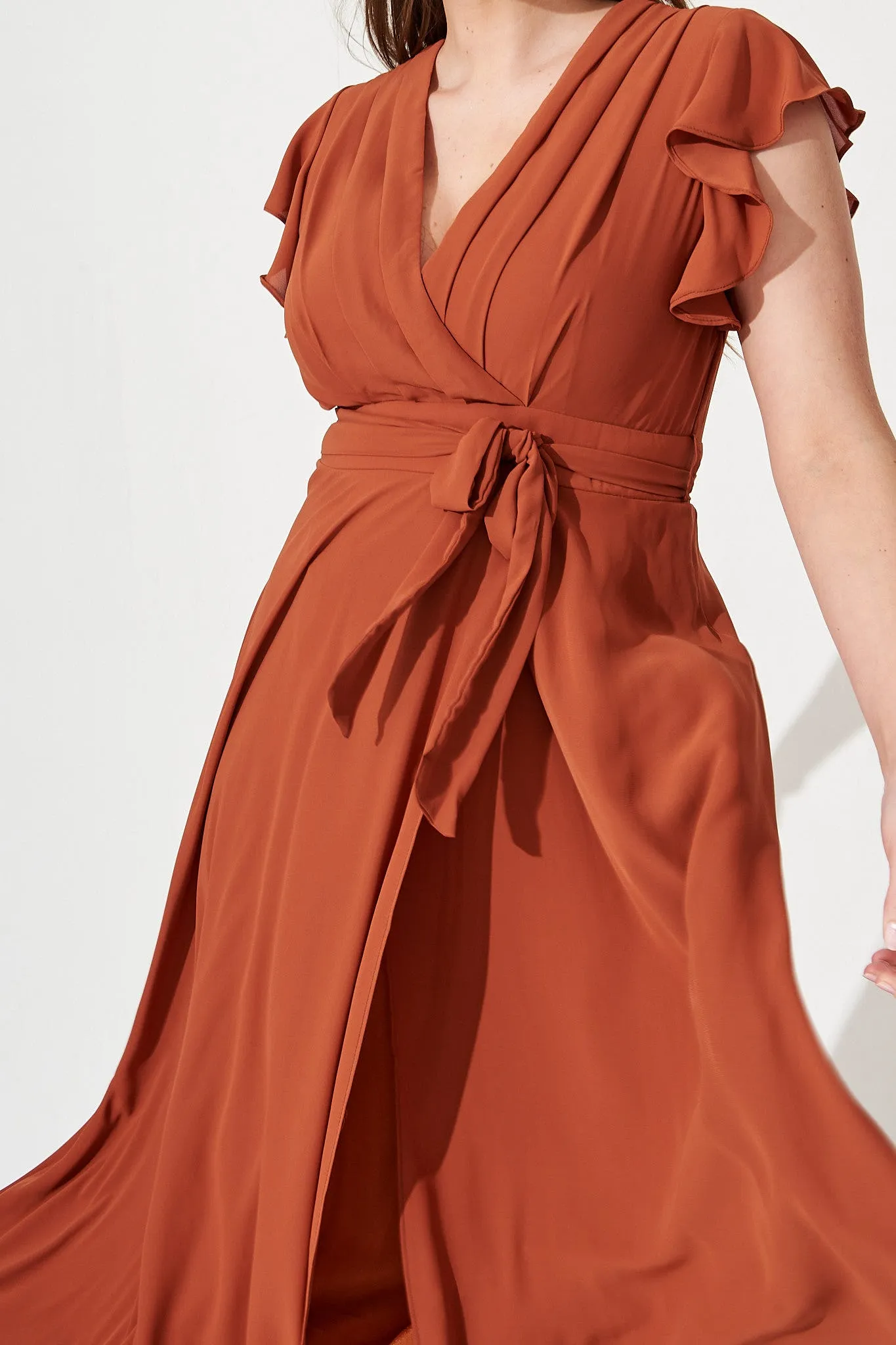 Rust Chiffon Maxi Dress for Wynter