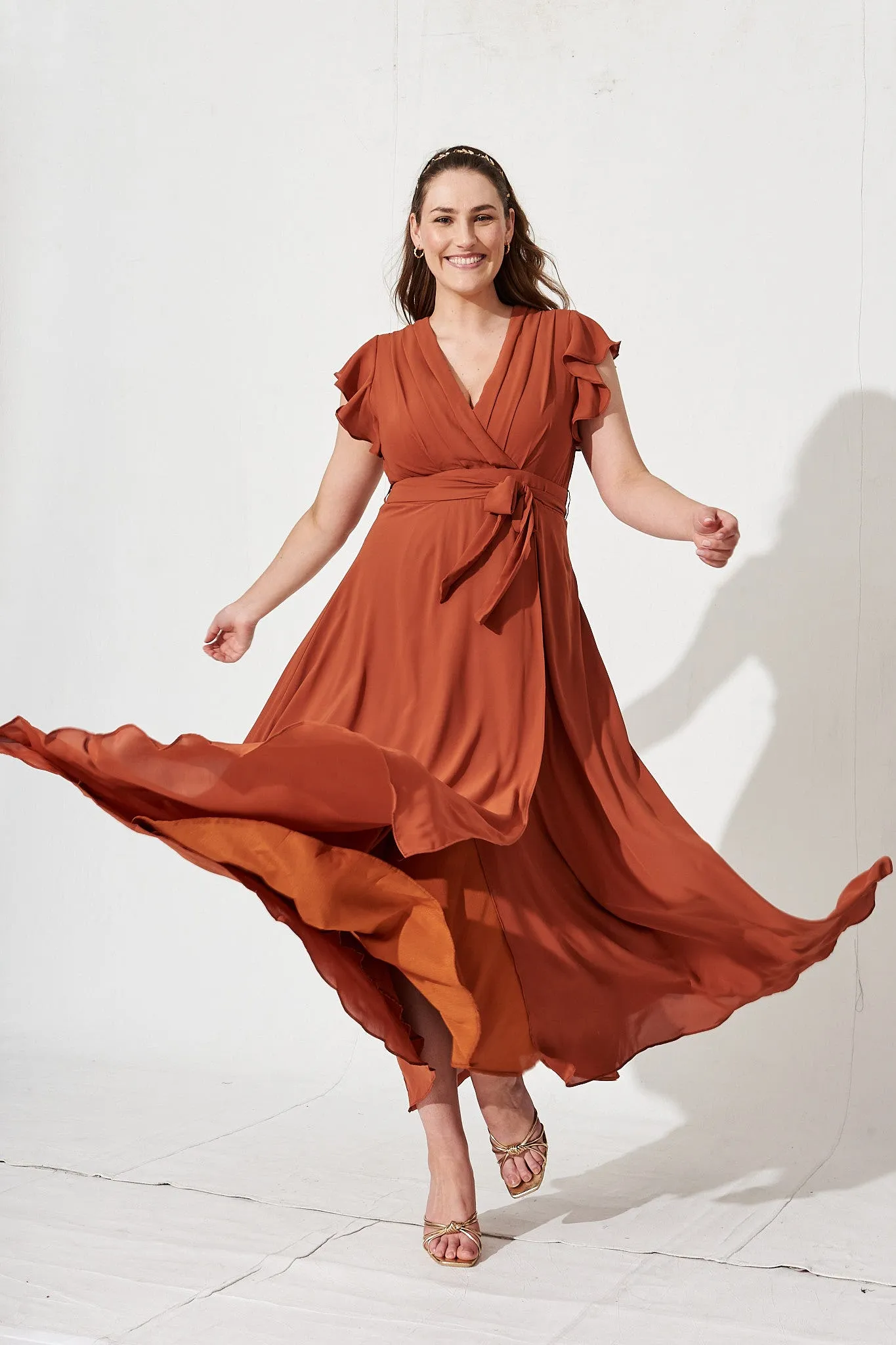 Rust Chiffon Maxi Dress for Wynter
