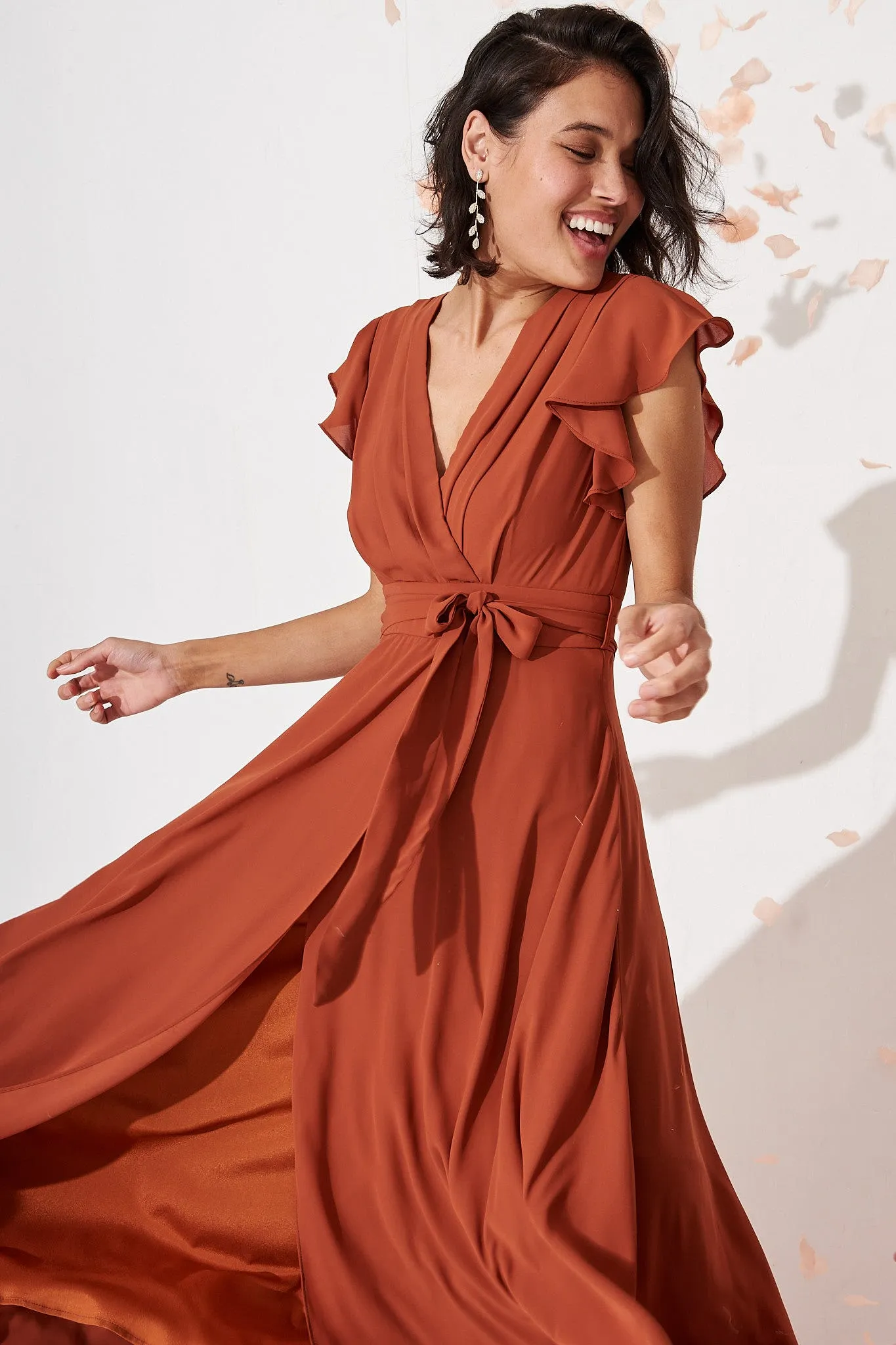 Rust Chiffon Maxi Dress for Wynter