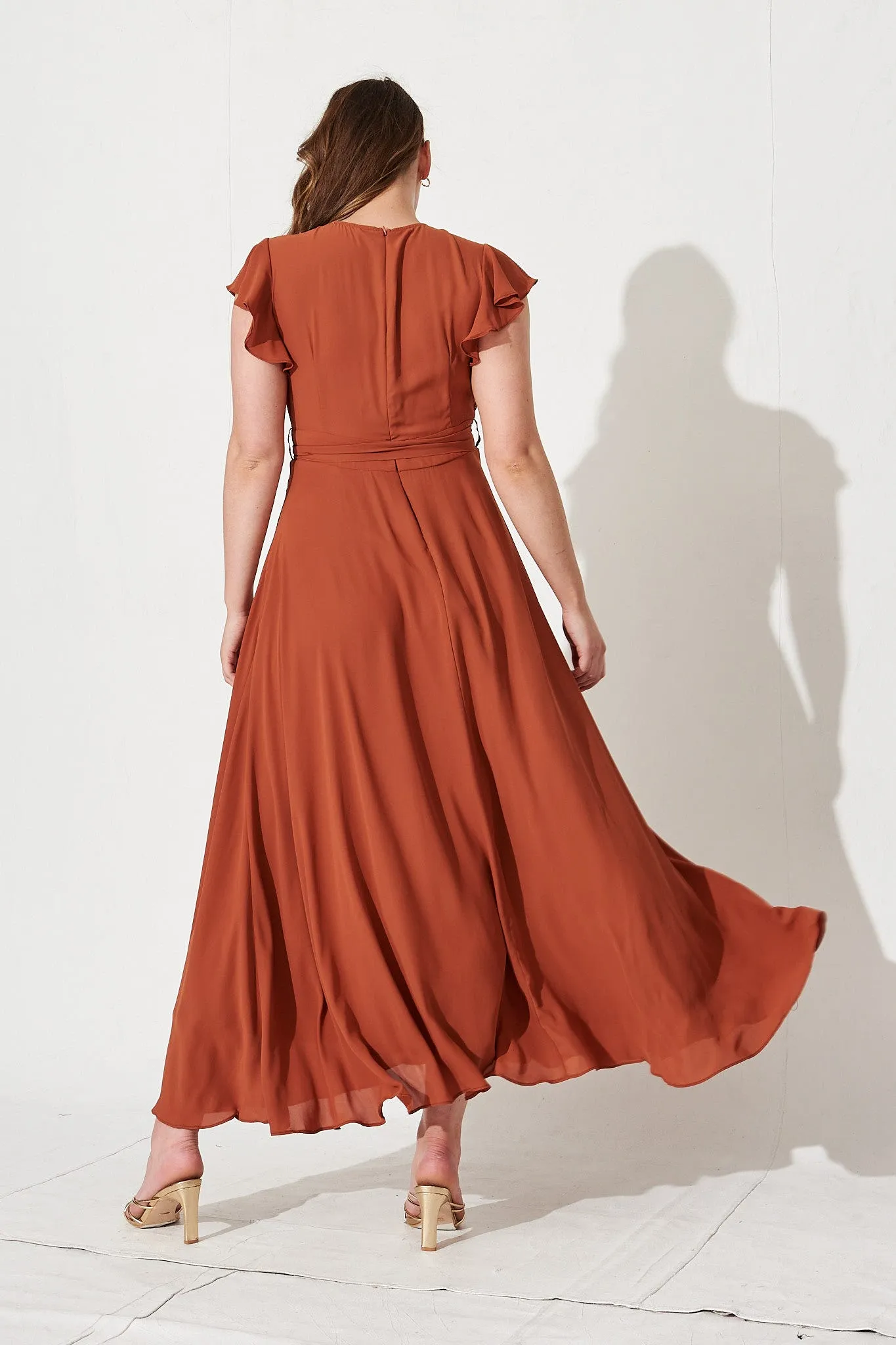 Rust Chiffon Maxi Dress for Wynter