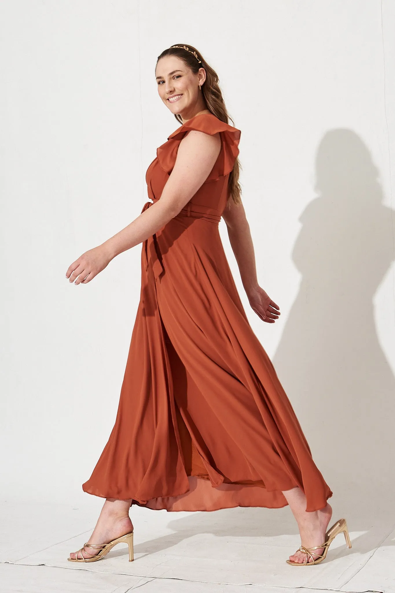 Rust Chiffon Maxi Dress for Wynter