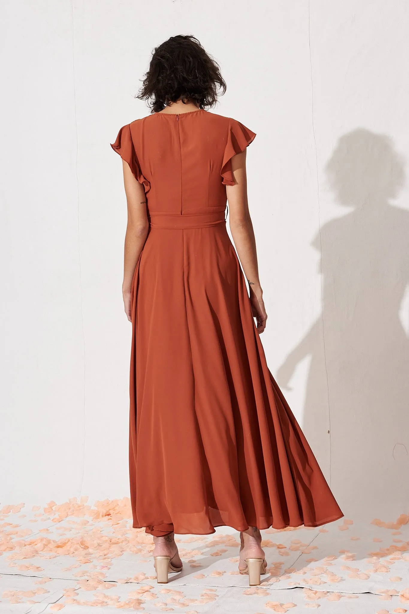 Rust Chiffon Maxi Dress for Wynter