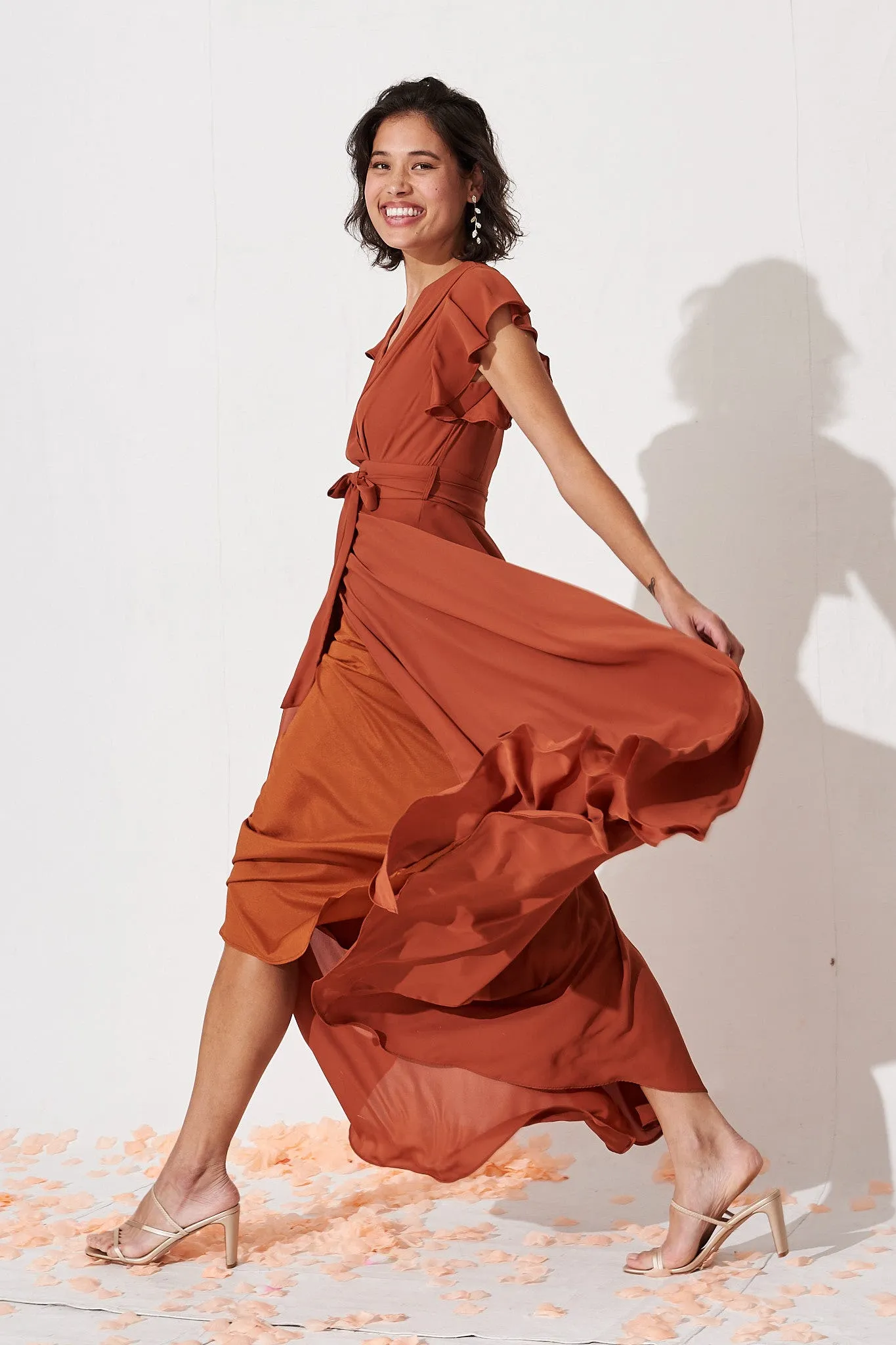 Rust Chiffon Maxi Dress for Wynter