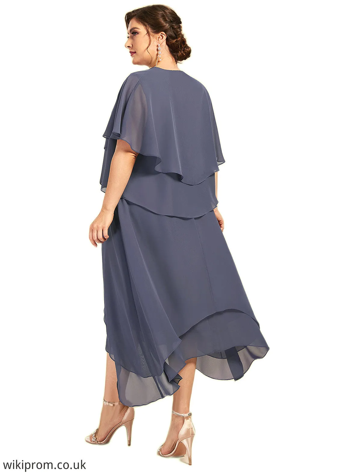 Scarlett A-line V-Neck Ankle-Length Chiffon Mother of the Bride Dress With Beading SWK126P0014655