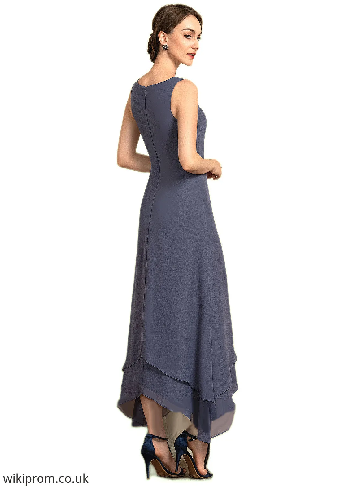 Scarlett A-line V-Neck Ankle-Length Chiffon Mother of the Bride Dress With Beading SWK126P0014655