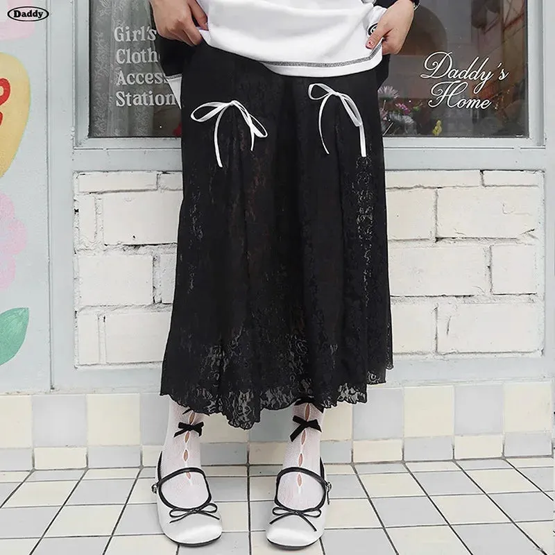 See Bows Color Summer Fashion New Through Solid Hot Lace Skirt