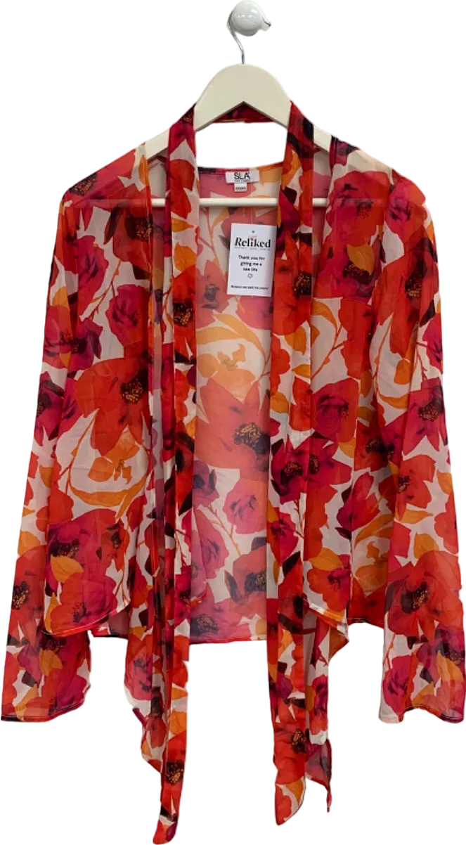 SLA the Label Red Floral Sheer Kimono UK XXS/XS