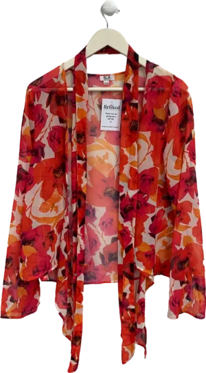 SLA the Label Red Floral Sheer Kimono UK XXS/XS