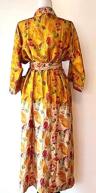 Striking Silk Kimono Duster Is Alive With Color (Maize)