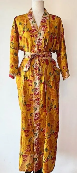 Striking Silk Kimono Duster Is Alive With Color (Maize)