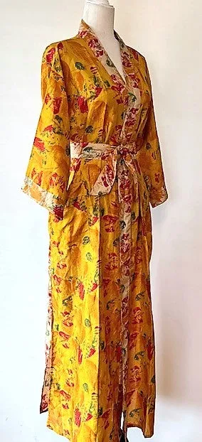 Striking Silk Kimono Duster Is Alive With Color (Maize)