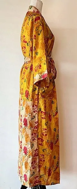 Striking Silk Kimono Duster Is Alive With Color (Maize)