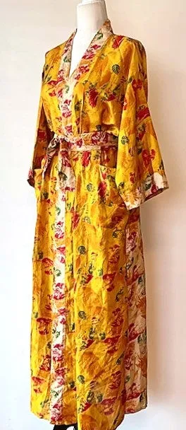 Striking Silk Kimono Duster Is Alive With Color (Maize)