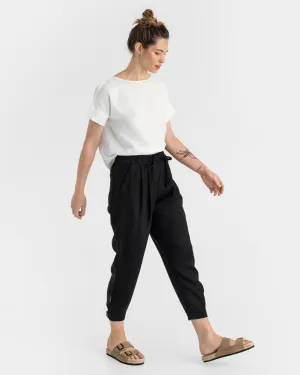 Tapered linen pants MONTAUK in Black