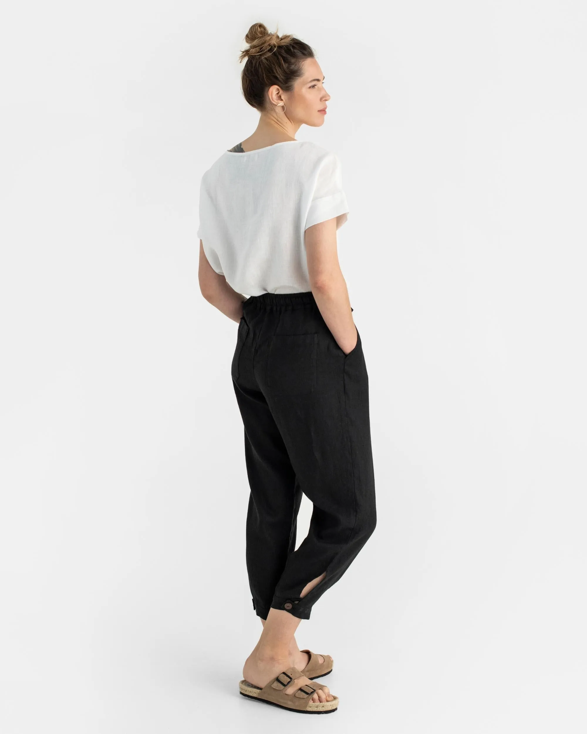 Tapered linen pants MONTAUK in Black