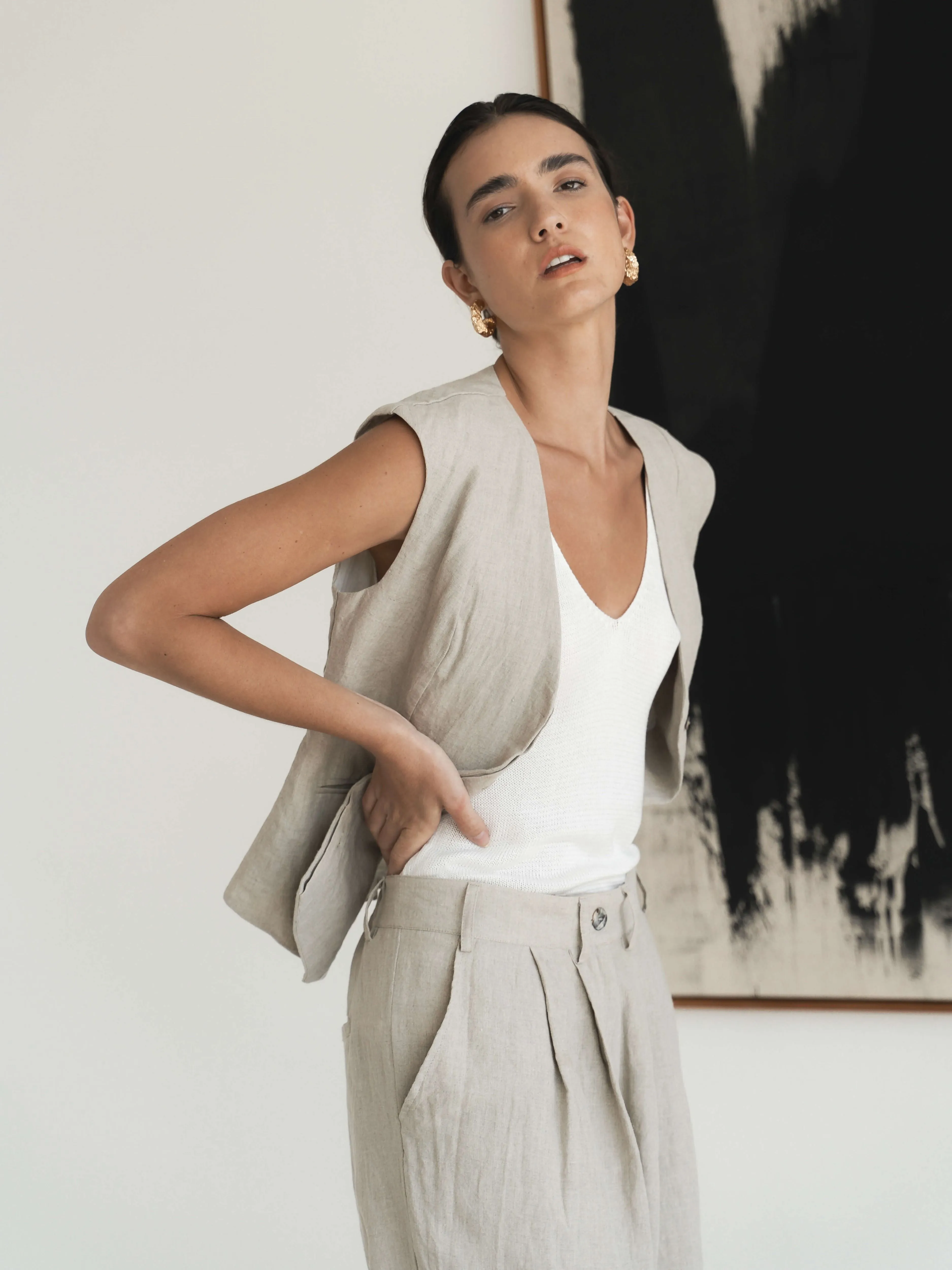 Tapered Suiting Linen Trouser