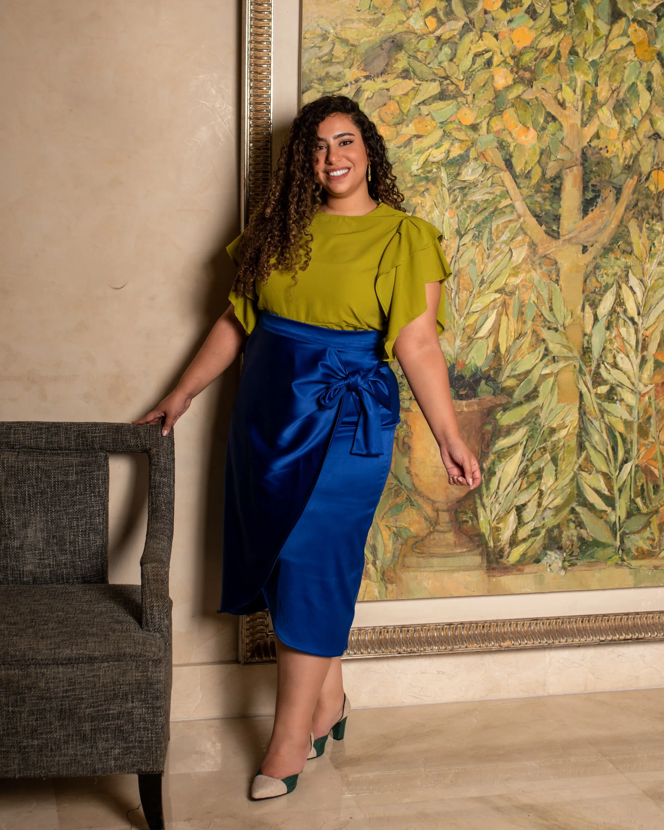 The Diva Satin wrap Skirt - blue
