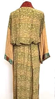 Top of the Line Silk Kimono Duster Mixed Print (Bronze/Green)